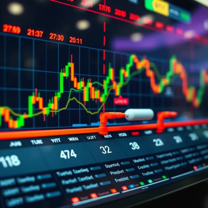 Visual depiction of a financial market chart overlaid with a calendar highlighting major economic events influencing investor decisions