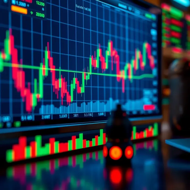 Forex trading chart with currency pairs and technical indicators