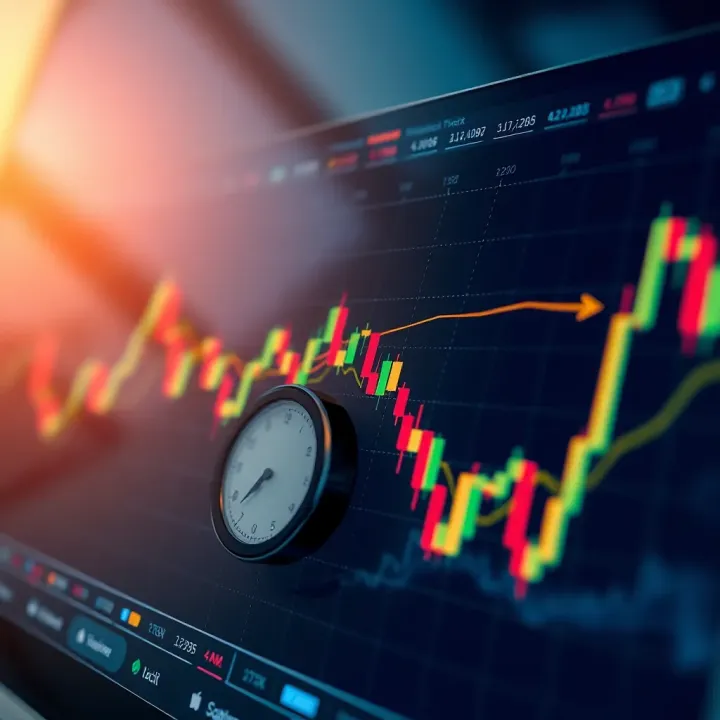 Graphical representation of upward and downward trends in a financial market chart