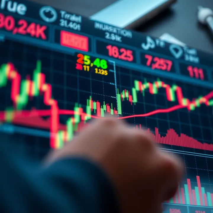 Chart displaying currency exchange rates with key indicators and trend lines