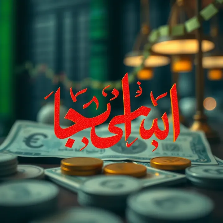Islamic calligraphy with forex currency symbols representing halal trading principles