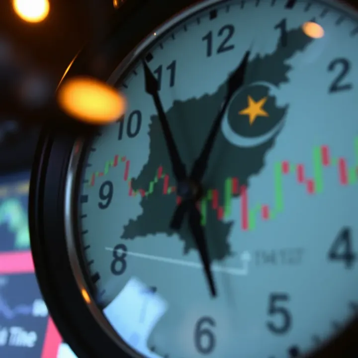 Clock showing overlapping forex market hours with a focus on Pakistan time zone