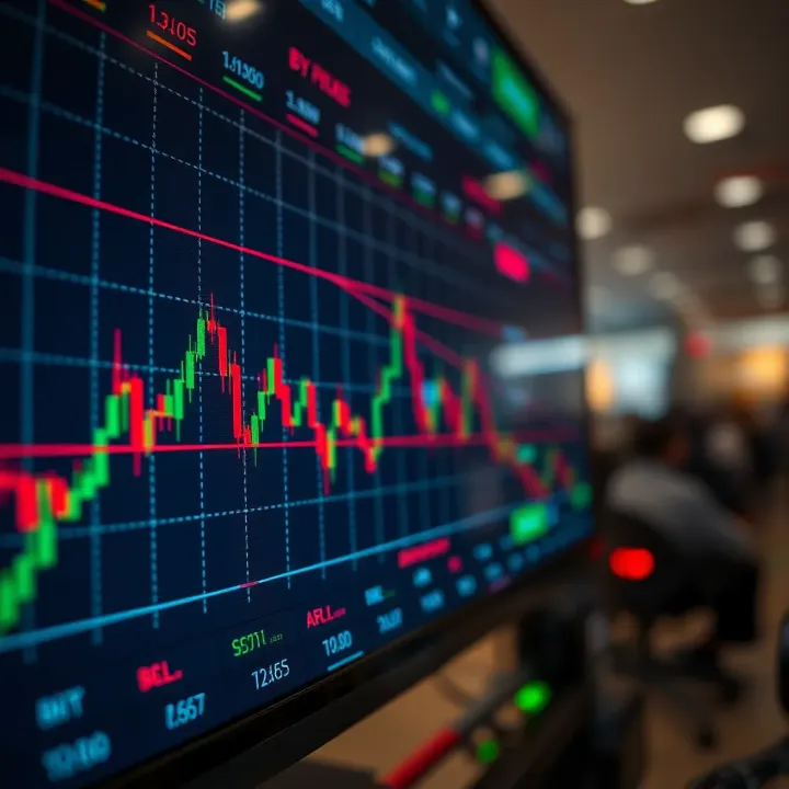 Graph showing currency exchange rate trends on a digital trading platform