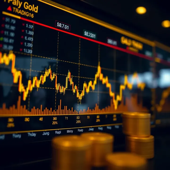 Graph depicting gold price trends and trading volumes relevant to investors in Pakistan's financial markets