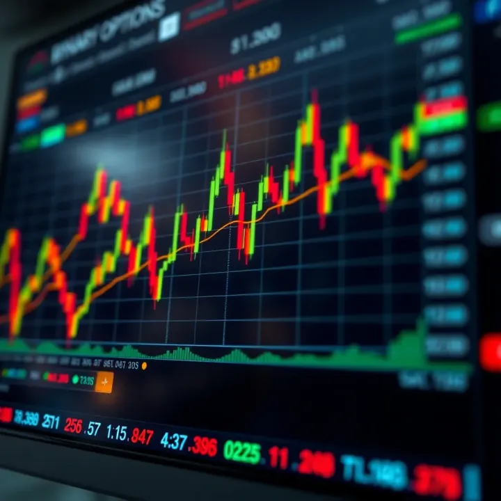 Chart displaying binary options trading trends and price movements
