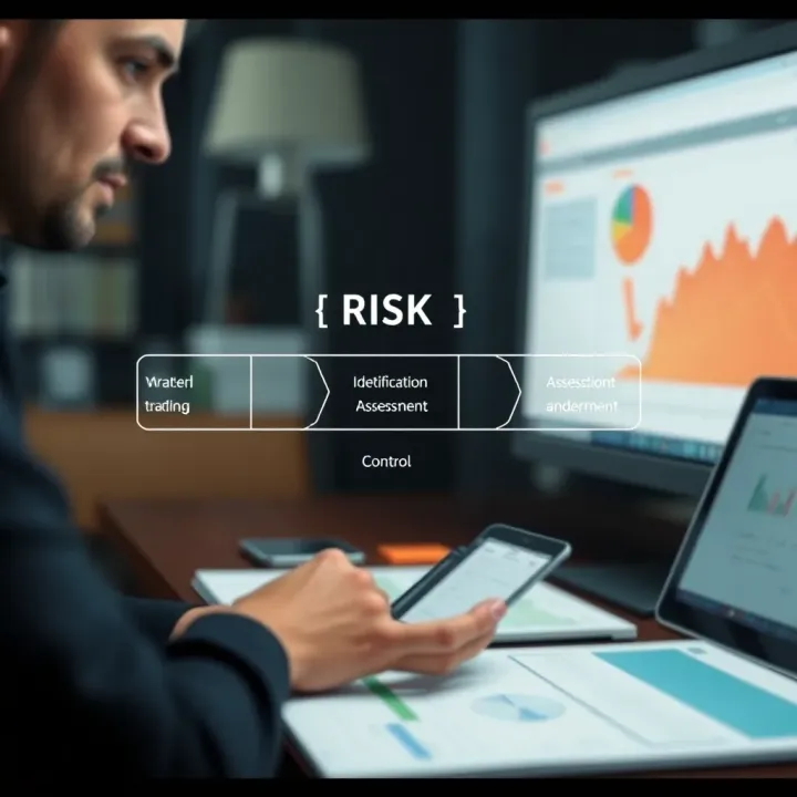 Diagram illustrating risk management strategies including identification, assessment, and control in a business context