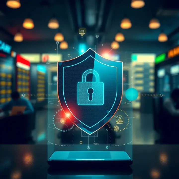 Illustration of secure financial transactions with digital shield protecting online investments