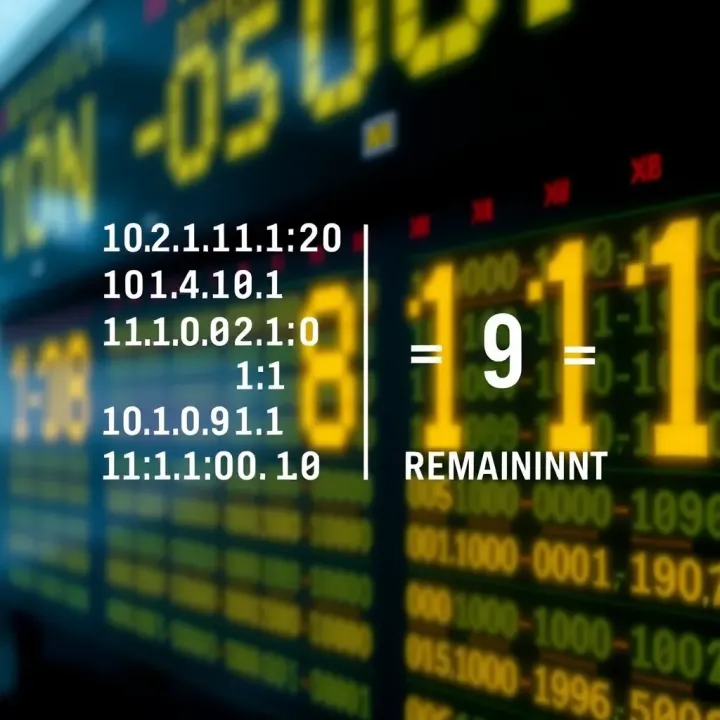 Diagram illustrating the division of binary numbers with clear quotient and remainder