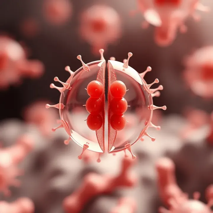 Diagram showing a bacterium dividing into two identical cells during binary fission