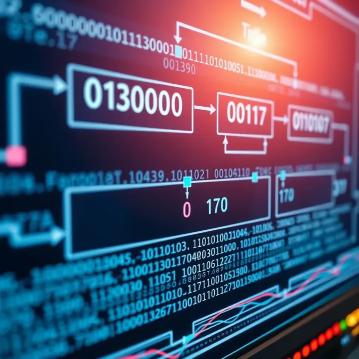 Diagram illustrating the structure and flow of binary code within a computing system