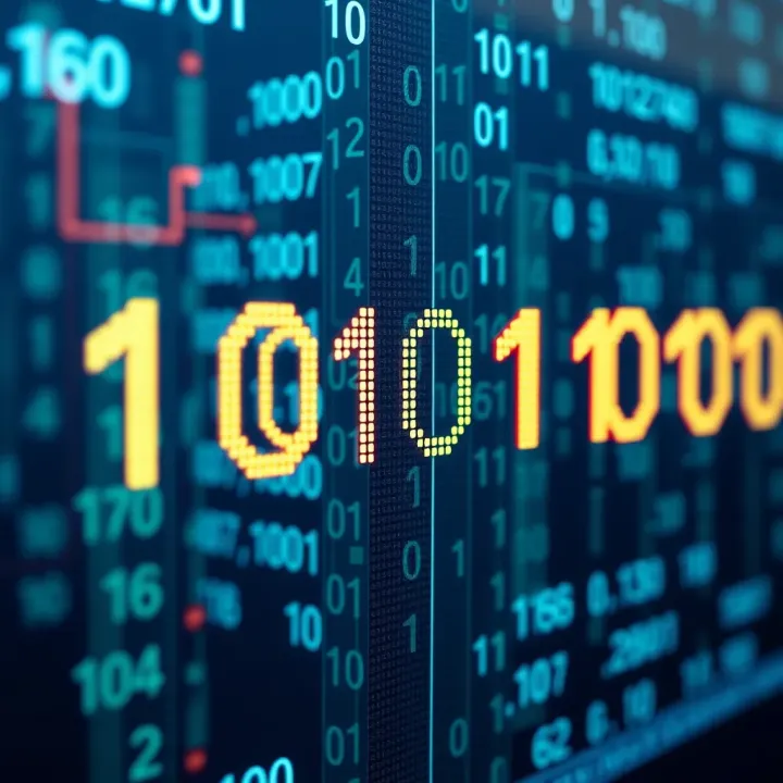 Binary Digits Forming Digital Data in Computing Systems Visual representation of binary digits forming digital data in computing systems