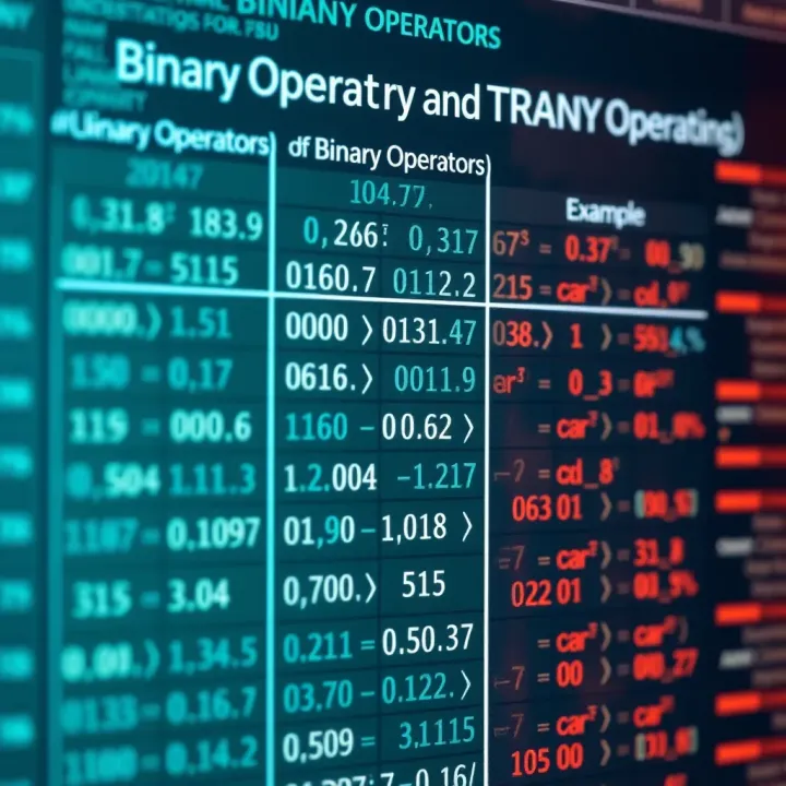Comparison chart showing binary operators alongside unary and ternary operators with examples