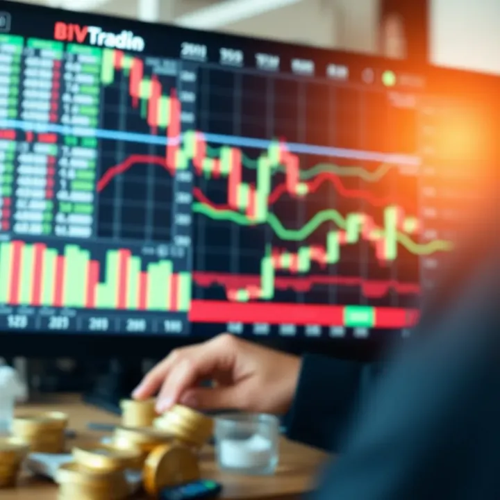 Visual representation of binary option trading concept with financial charts and digital interface