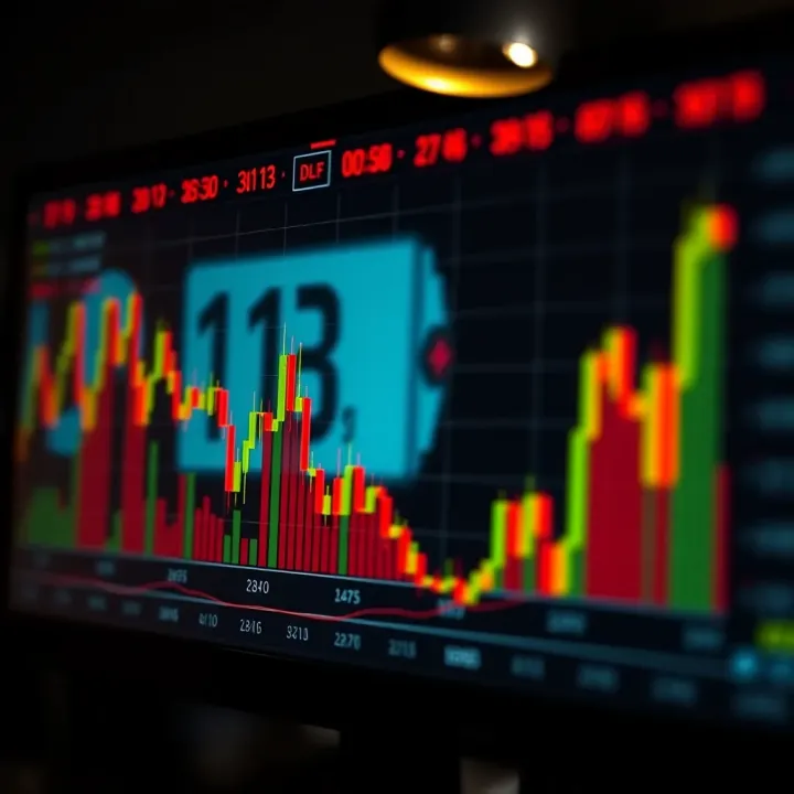 Graph showing upward and downward price movements with binary options indicators