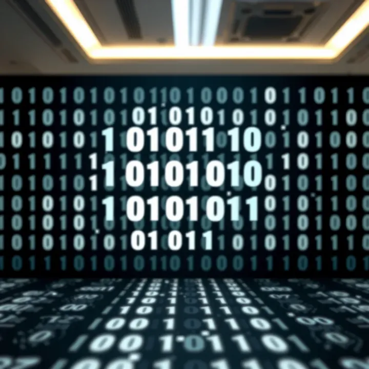 Visual representation of binary pattern with contrasting black and white pixels