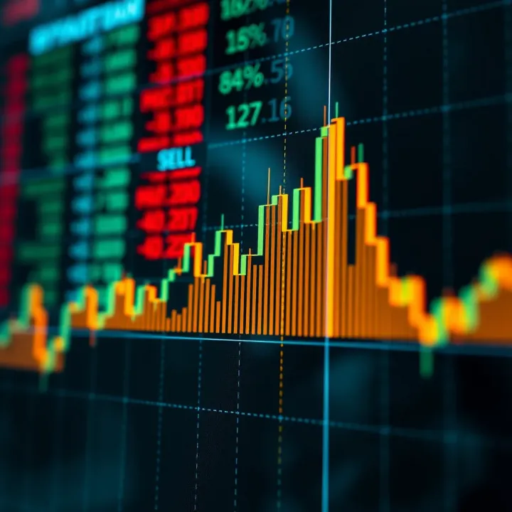 Graph showing the concept of binary quotes in financial trading with buy and sell indicators