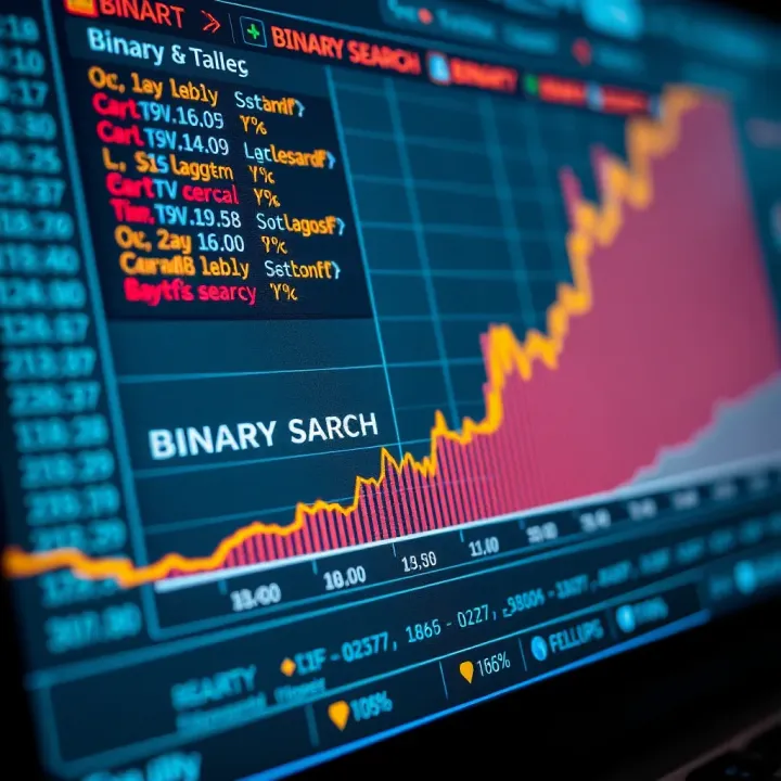 Efficiency Comparison Between Binary and Linear Search Comparison chart of binary search efficiency against linear search