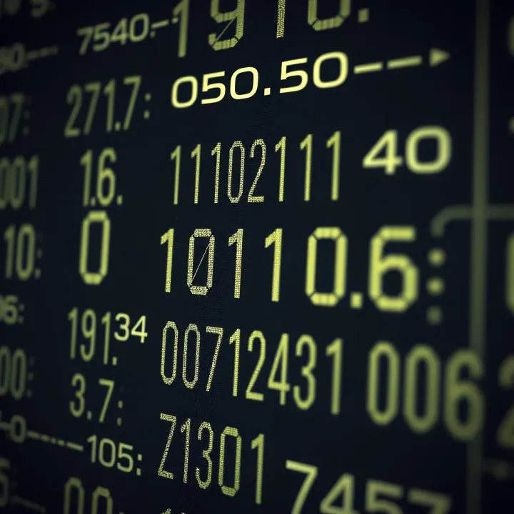 Visual representation of binary digits converting into decimal values