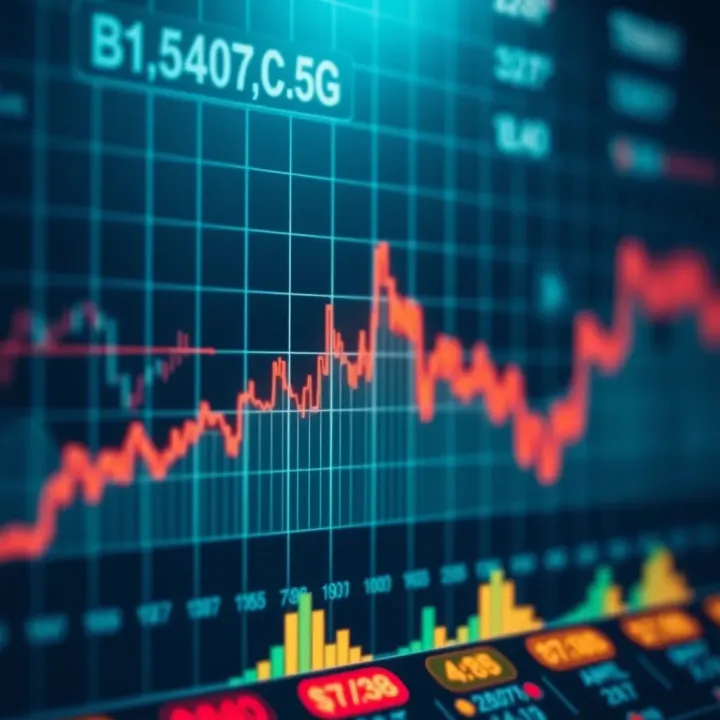 Graph illustrating financial binary trading options with upward and downward trends