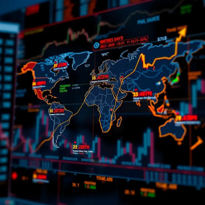 Global Forex trading sessions highlighted on a world map indicating market hours