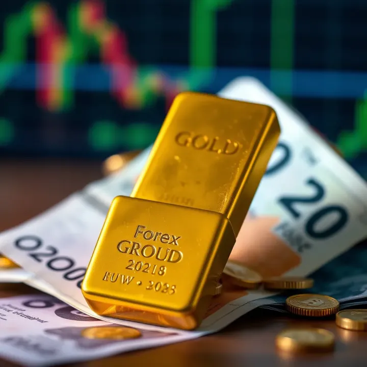 Gold bars alongside currency notes representing the relationship between gold and forex trading markets