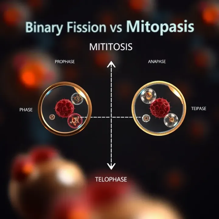 Comparison chart depicting cellular division through mitosis in plant and animal cells with phases like prophase, metaphase, anaphase, and telophase