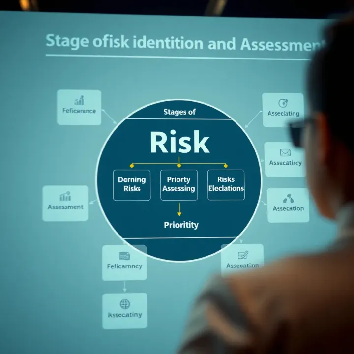 Stages of Risk Identification and Assessment Flowchart illustrating the stages of identifying, assessing, and prioritizing risks in a business environment