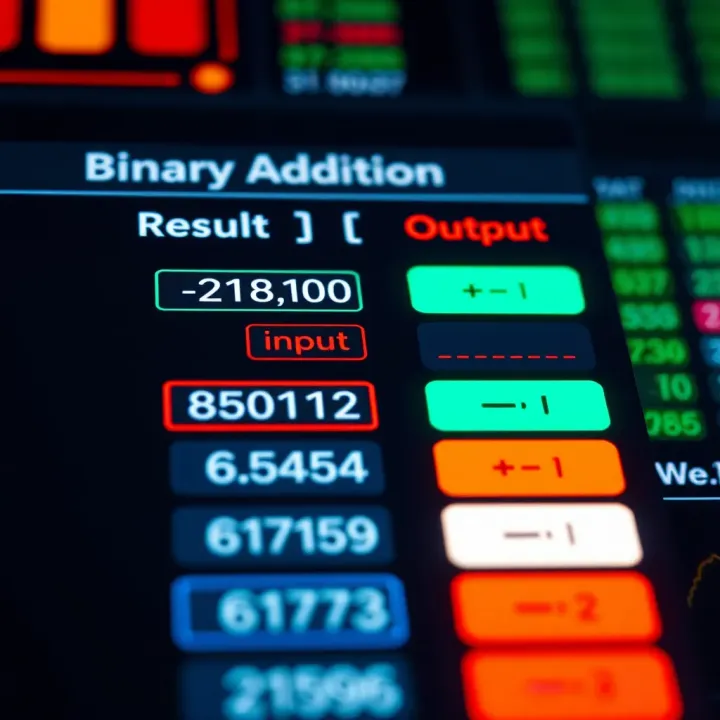Screenshot of a binary addition calculator interface showing input and result fields